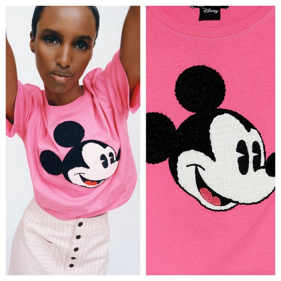 Zara Tops Zara Mickey Mouse Disney Crop Tshirt Poshmark